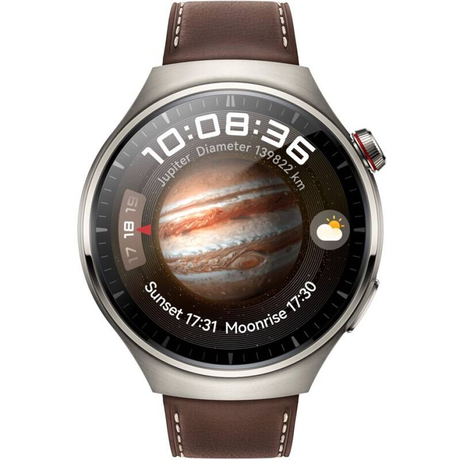 Huawei Watch 4 Pro (Classic) - Aerospace-Grade Titanium Alloy Case + Dark Brown Leather (55020AMG) - main (0)