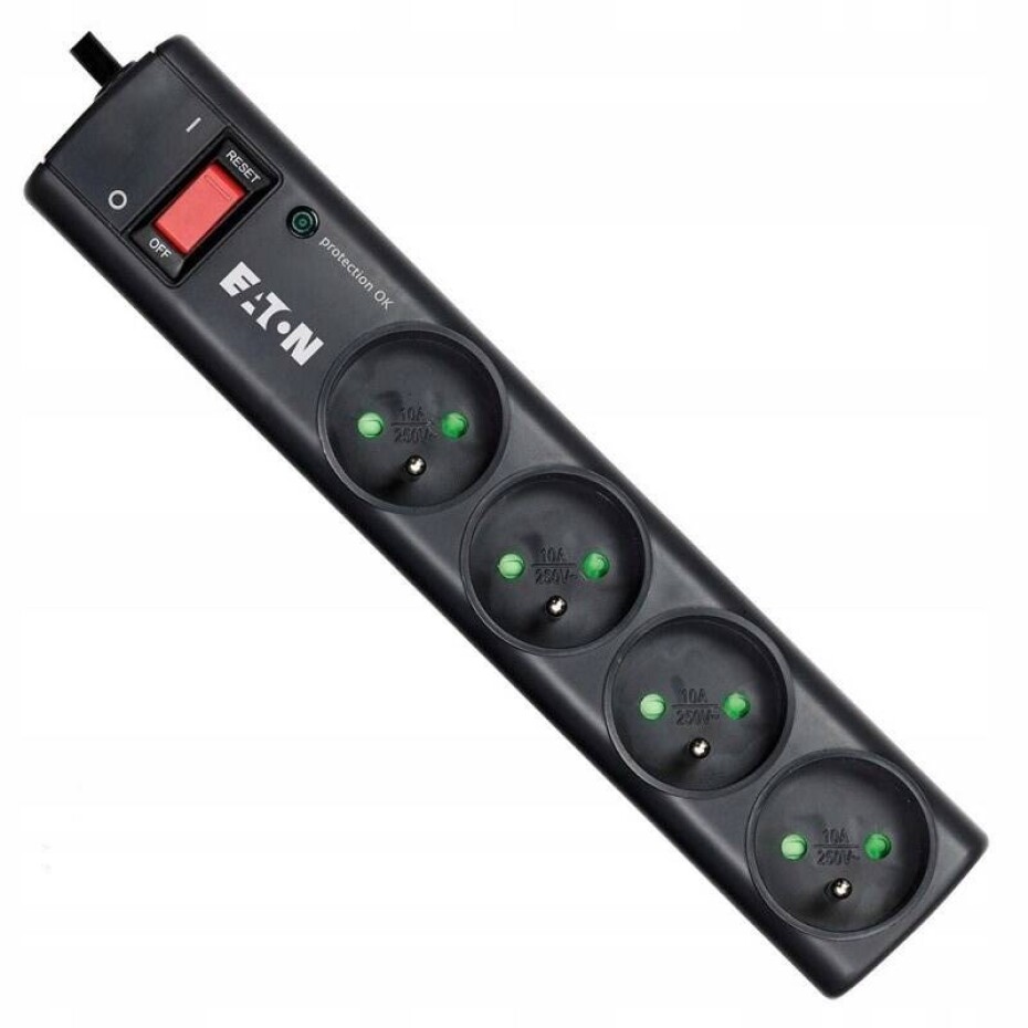Eaton Protection Strip 4 FR, 4x zásuvka, zatížení 10A, 1m (PS4F) černá - main (0)