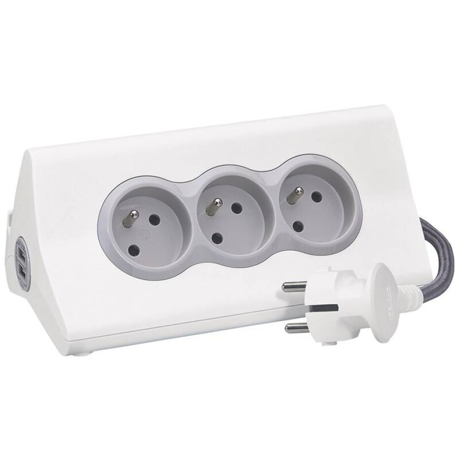 Legrand 3x zásuvka, USB, 1,5m (L050410) šedý/bílý - main (0)