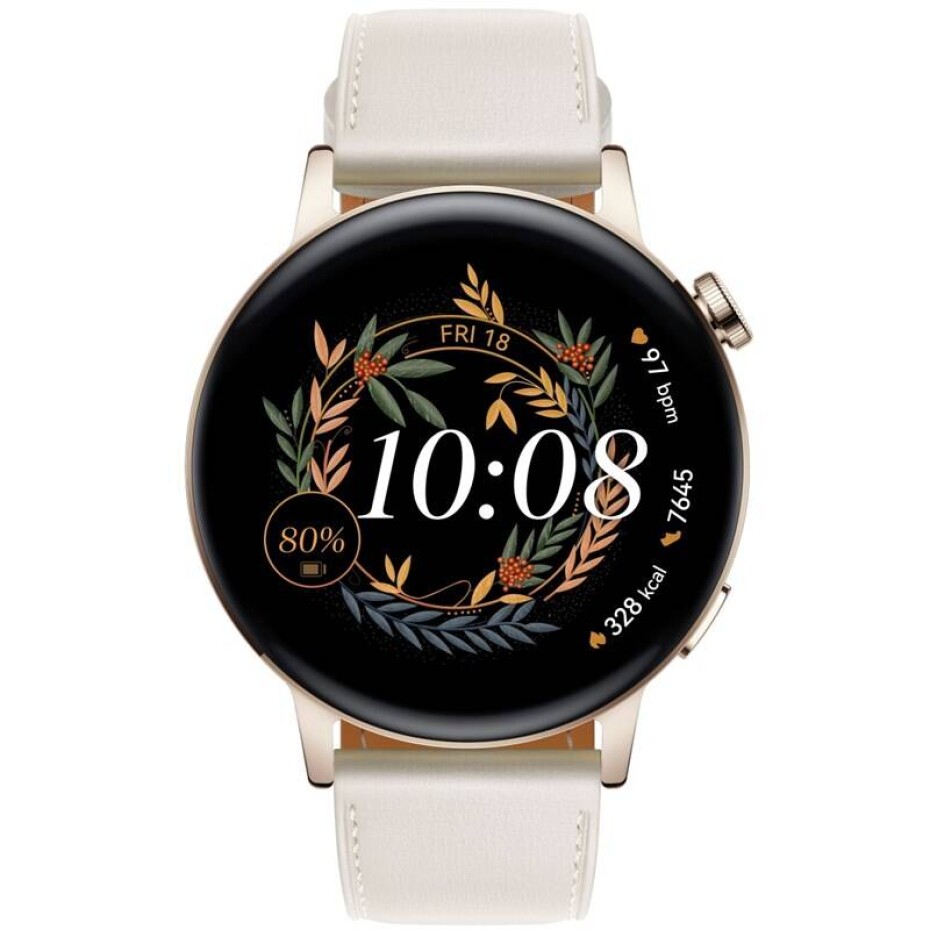 Huawei Watch GT 3 42 mm (Elegant) - Light Gold + White Leather Strap (55027150) - main (0)