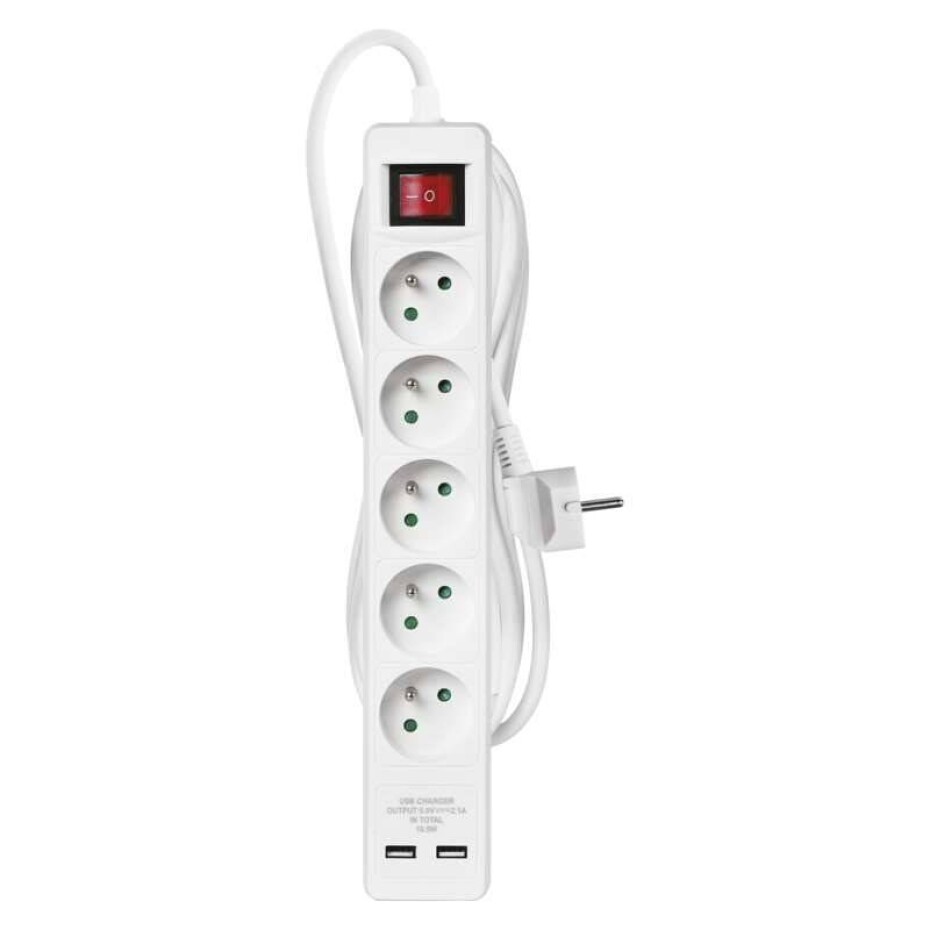 EMOS 5x zásuvka + 2x USB, 3m (P1513RU) bílý - main (0)