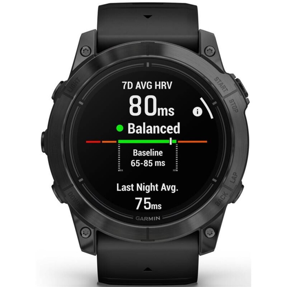 Garmin epix Pro (Gen 2) Glass - 51 mm - Gray / Black Silicone Band (010-02804-21) - main (0)