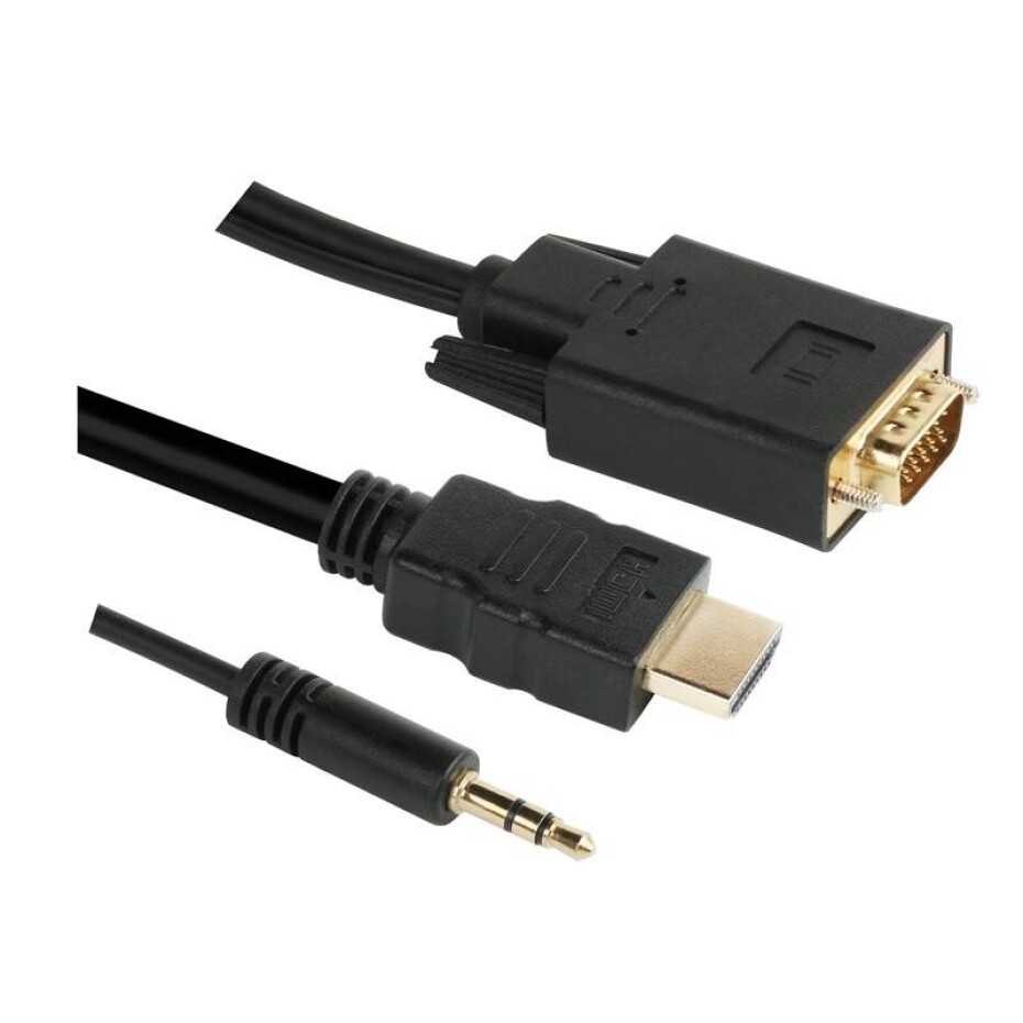 GoGEN HDMI / VGA vč. Jack 3,5mm, 1,5m, pozlacený (VGAHDMIJACK150) černý - main (0)