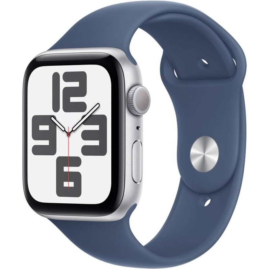 Apple Watch SE 2024 GPS 44mm pouzdro ze stříbrného hliníku - denimový sportovní řemínek - M/L (MXER3QC/A) - main (0)
