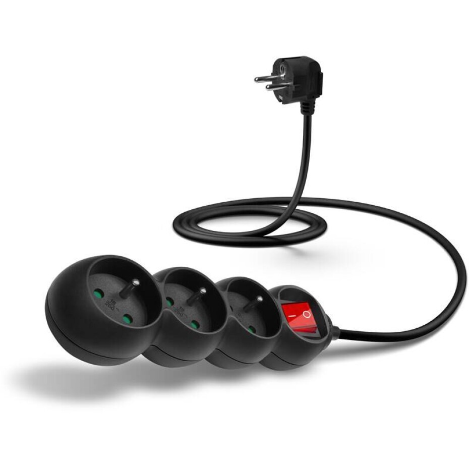 Connect IT 3x zásuvka, s vypínačem, 1,5m (CES-1013-BK) černý - main (0)