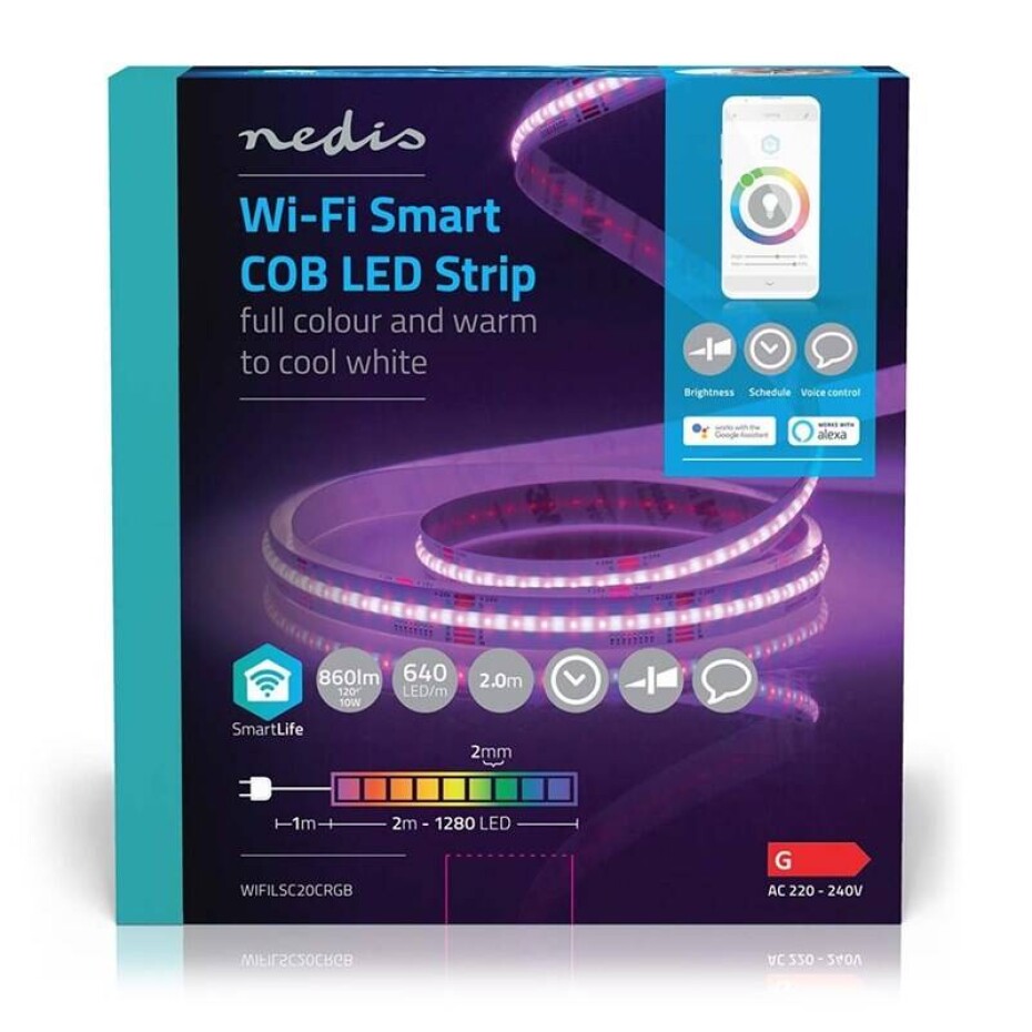 Nedis SmartLife, Wi-Fi, RGB, teplá až studená bílá, 2m (WIFILSC20CRGB) - main (0)