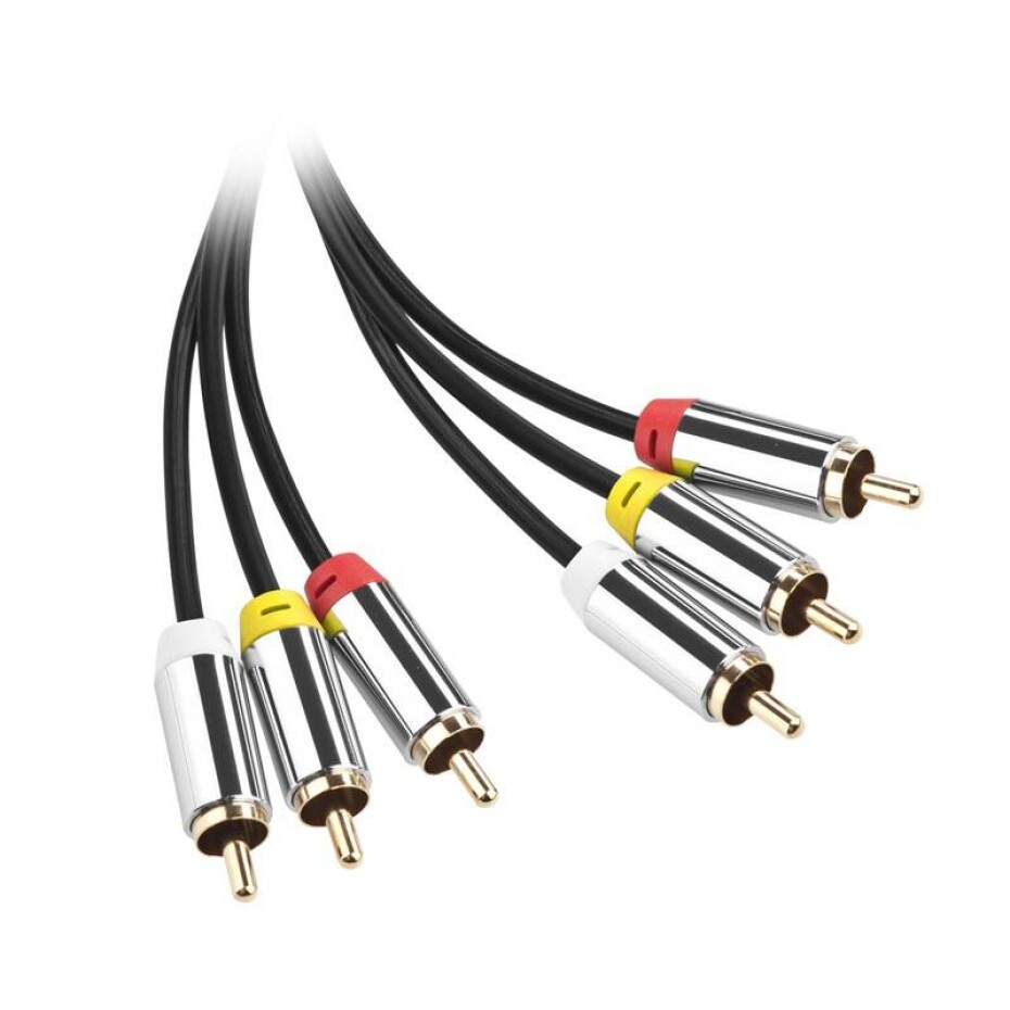 GoGEN 3x Cinch / 3x Cinch, 5m, pozlacené konektory (3CINCH500MM01) černý - main (0)