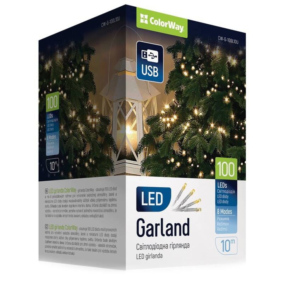 ColorWay vnitřní, 100 LED, USB, 10m, teplá bílá (CW-G-100L10U) - main (0)