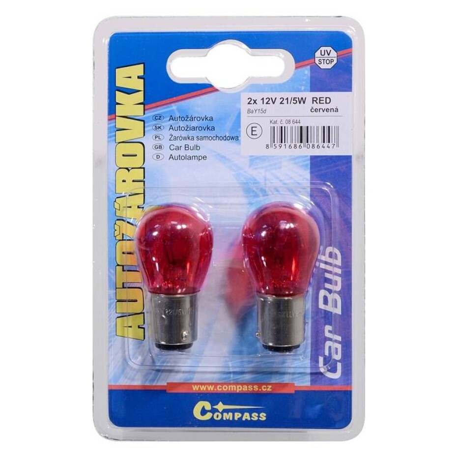 Compass 08644 12V  P21/5W  21/5W BaY15d RED 2ks - main (0)