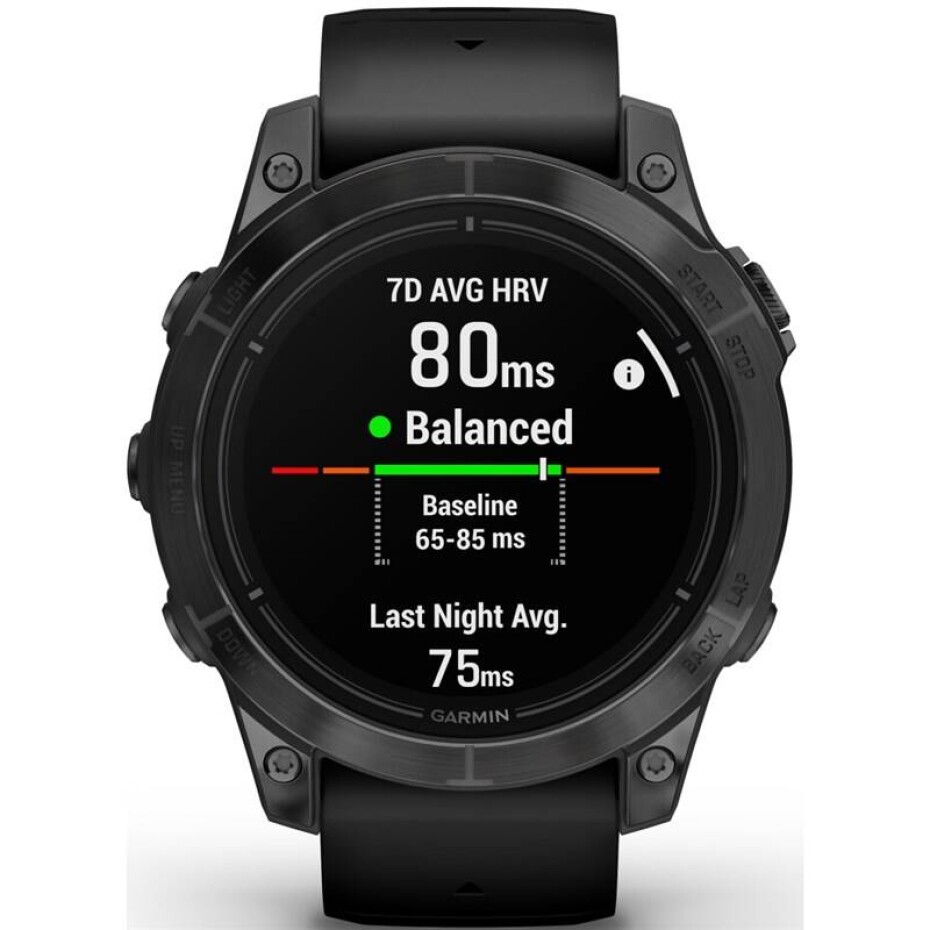 Garmin epix Pro (Gen 2) Glass - 47 mm - Gray / Black Silicone Band (010-02803-01) - main (0)