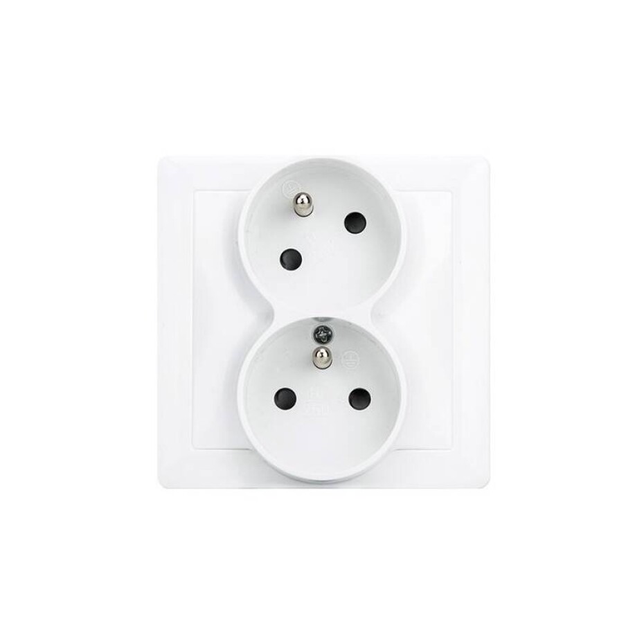 Solight dvojzásuvka Slim, pootočená horní zásuvka 45° (5B172) bílá - main (0)