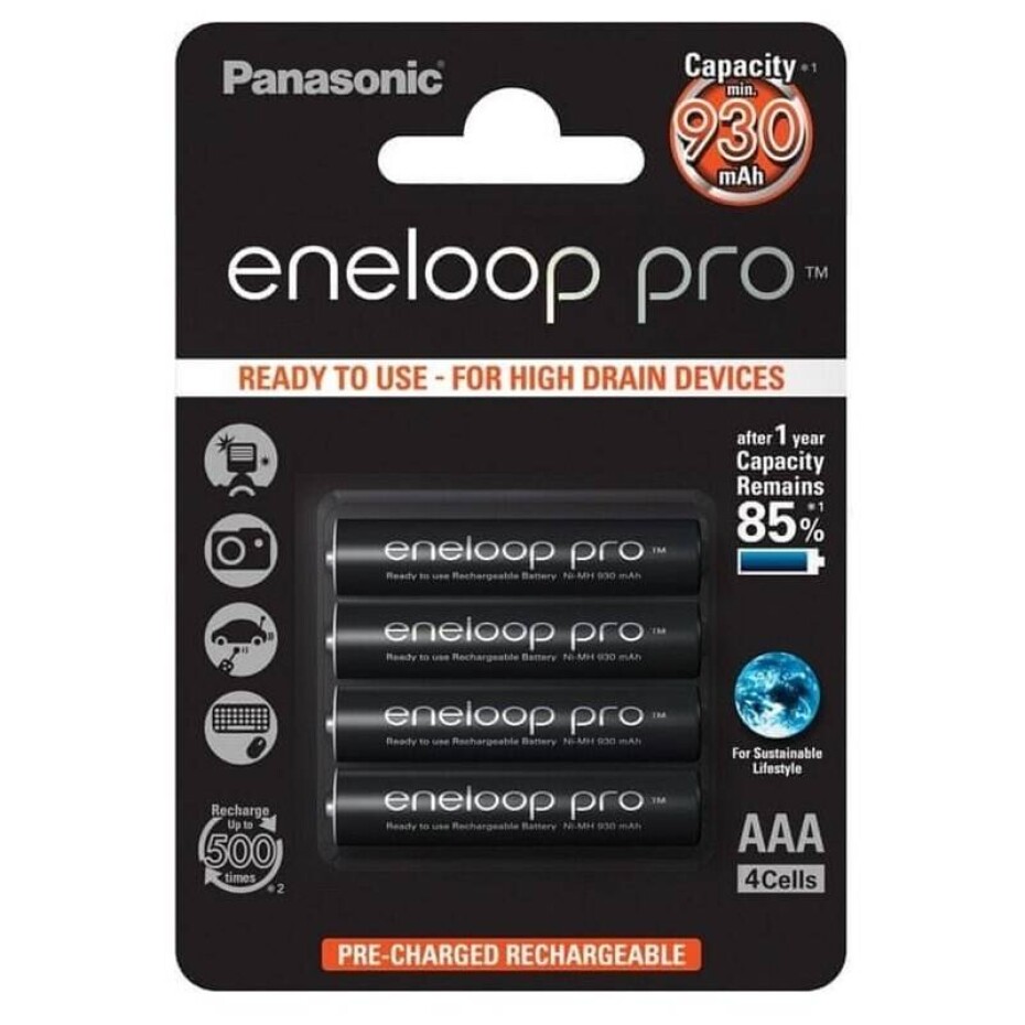Panasonic Eneloop Pro AAA, HR03, 930mAh, Ni-MH, blistr 4ks (BK-4HCDE/4BE) - main (0)