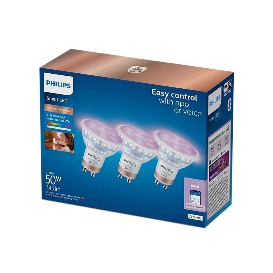 Philips Smart LED 4,7W, GU10, RGB, 3ks (929003772336) - main (0)