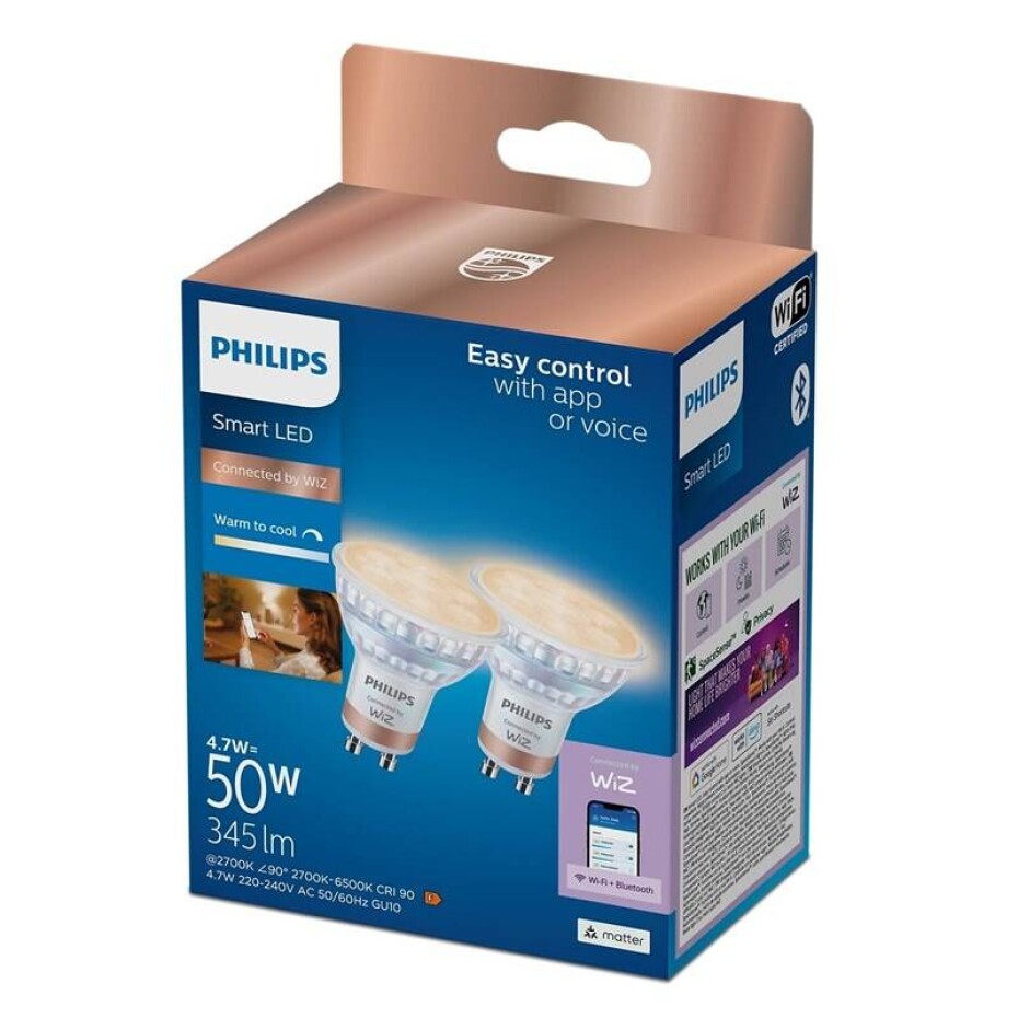 Philips Smart LED 4,7W, GU10, Tunable White, 2ks (929003772241) - main (0)
