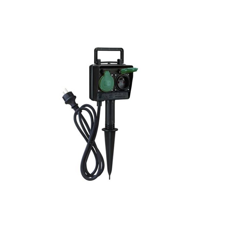 Solight zahradní sloupek IP44, 2 zásuvky, gumový kabel 1,5m (PG01) - main (0)