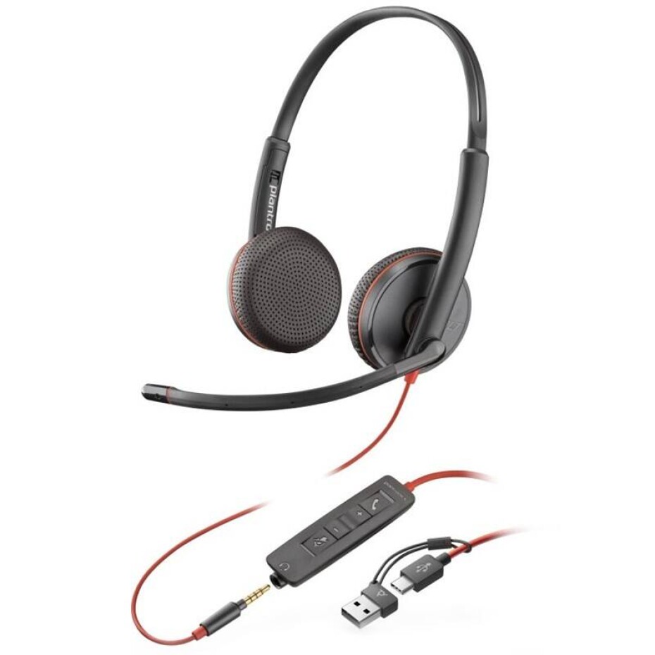 HP Poly Blackwire 3225, 3,5 mm jack + USB-C/A adaptér, stereo (8X229AA) černý - main (0)