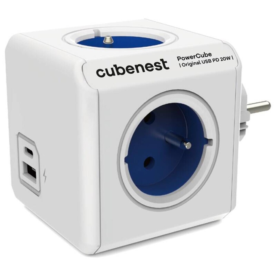 CubeNest Powercube Original USB PD 20W, USB, USB-C, 4x zásuvka (PC220BL) bílá/modrá - main (0)
