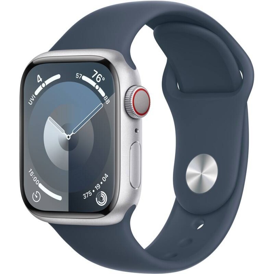 Apple Watch Series 9 GPS + Cellular 45mm pouzdro ze stříbrného hliníku - bouřkově modrý sportovní řemínek - S/M (MRMG3QC/A) - main (0)