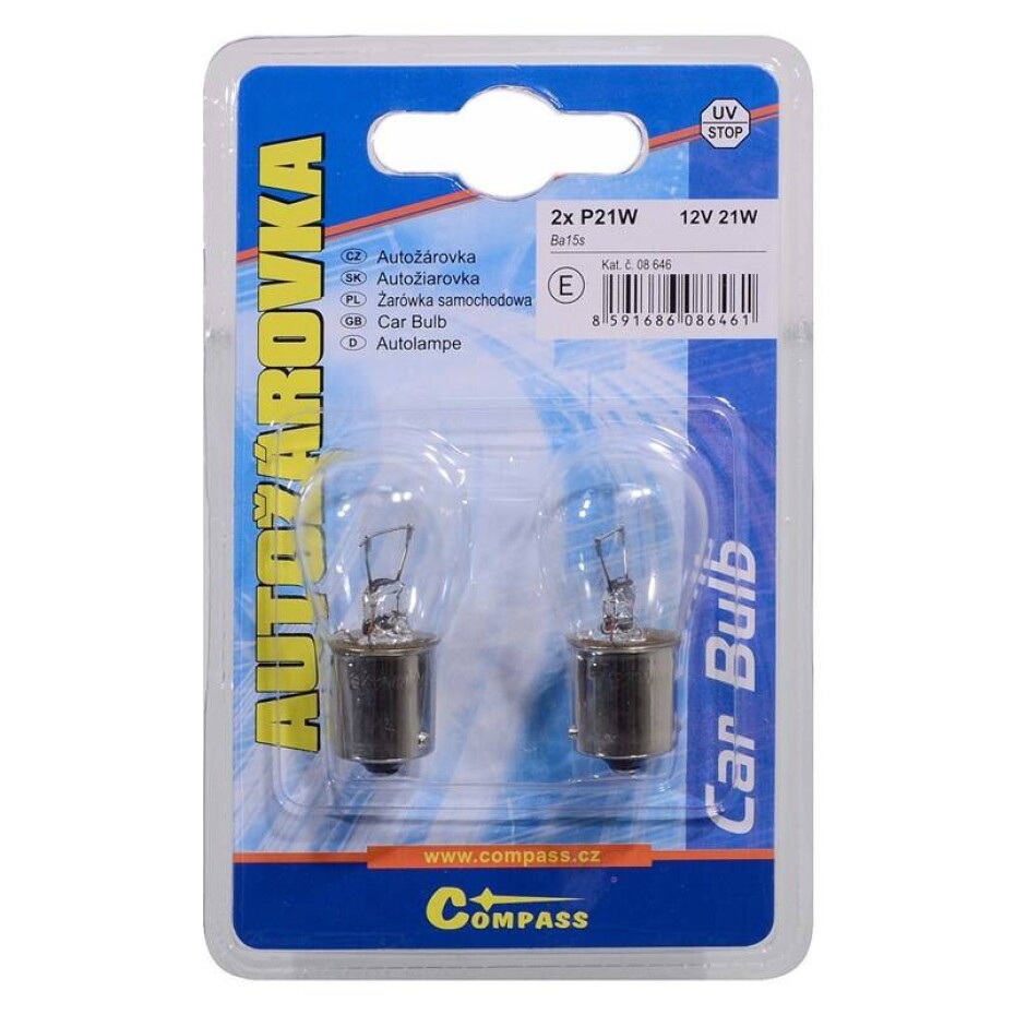 Compass 08646 12V P21W 21W Ba15s 2ks - main (0)