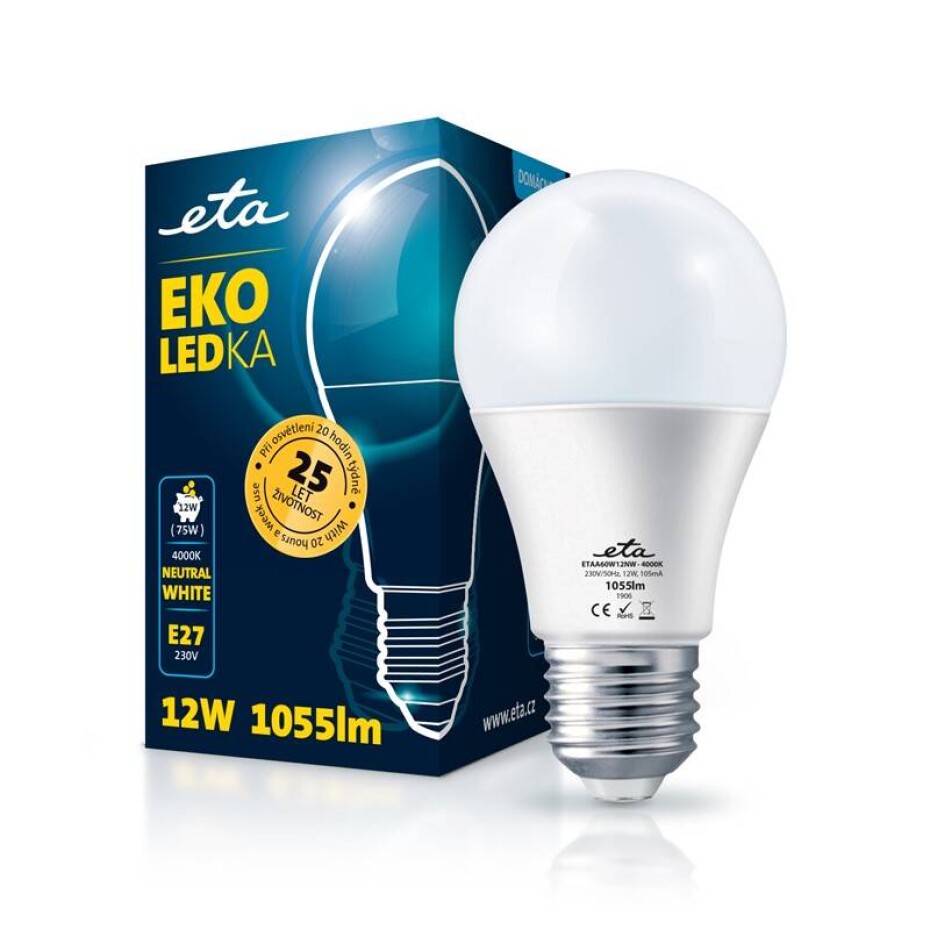 ETA EKO LEDka klasik 12W, E27, neutrální bílá (A60W12NW) - main (0)