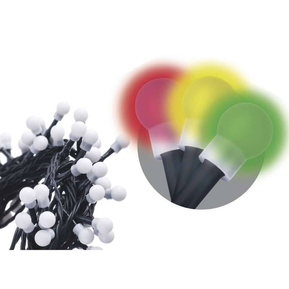 EMOS 300 LED, cherry řetěz – kuličky, 30m, multicolor, časovač (1534161015) - main (0)