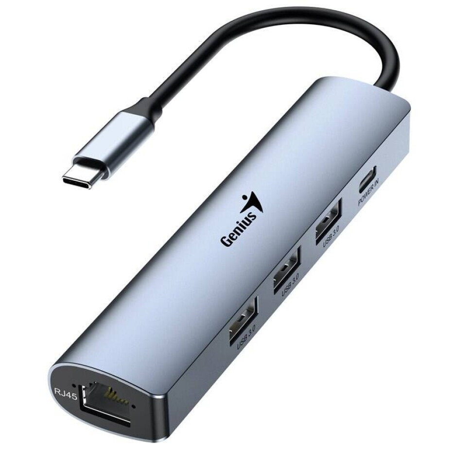 Genius UH-545, USB-C/3x USB 3.0, 1x USB-C, 1x RJ-45 (31240004400) šedý - main (0)