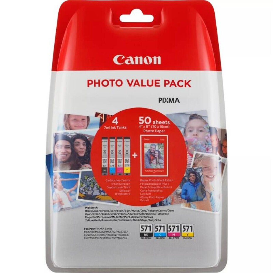 Canon CLI-571, 500 stran + 50x PP-201 Photo Value Pack, CMYK (0386C006) - main (0)