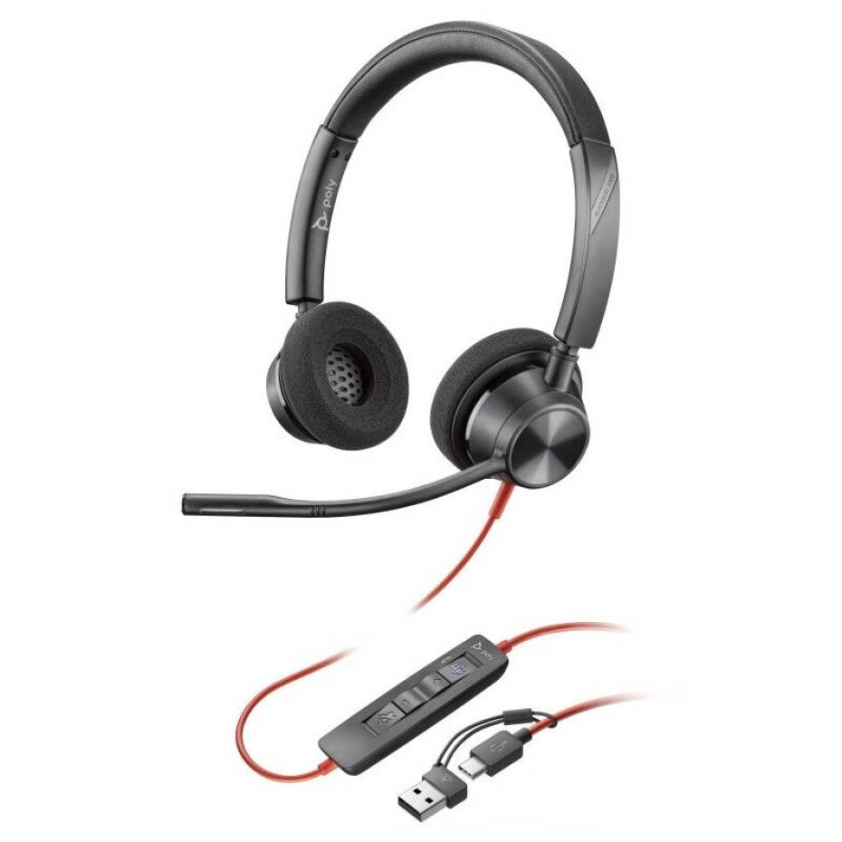 HP Poly Blackwire 3320 MS, USB-C/A adaptér, stereo (8X220AA) černý - main (0)