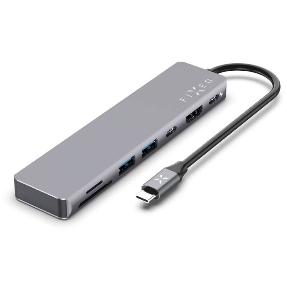 FIXED USB-C/2x USB 3.2, HDMI, USB-C, USB-C PD 87W, SD, Micro SD (FIXHU-CAD-GR) šedý - main (0)