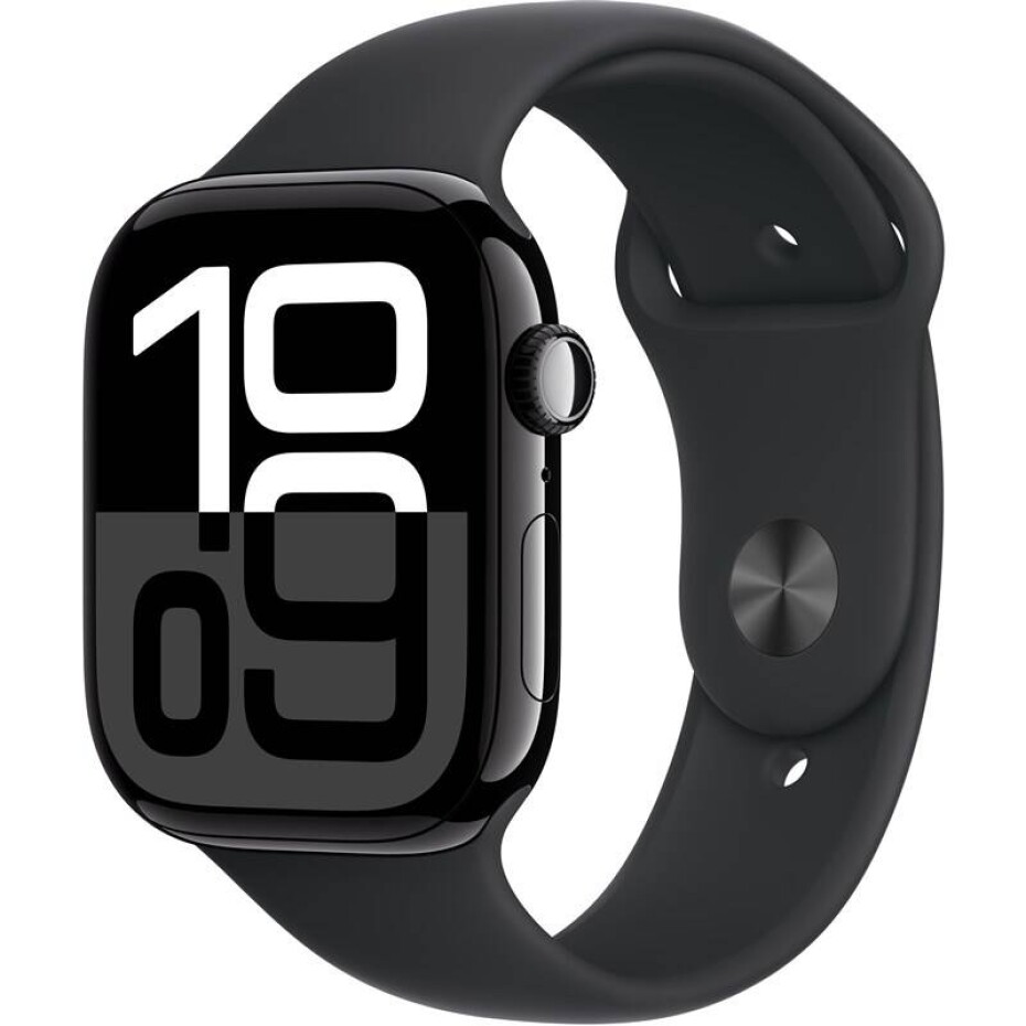 Apple Watch Series 10 GPS + Cellular 42mm pouzdro z klavírně černého hliníku - černý sportovní řemínek - S/M (MWX63QC/A) - main (0)