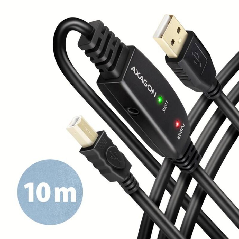 Axagon USB 2.0 A-M -> B-M aktivní propojovací kabel, 10m (ADR-210B) černá - main (0)