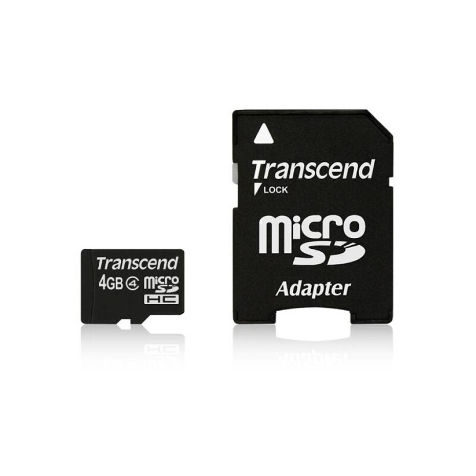 Transcend MicroSDHC 4GB Class4 + adapter (TS4GUSDHC4) černá - main (0)