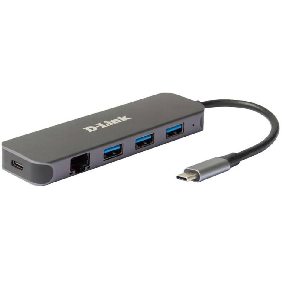 D-Link 5v1 z USB-C na Gigabit Ethernet a funkcí Power Delivery (DUB-2334) šedý - main (0)