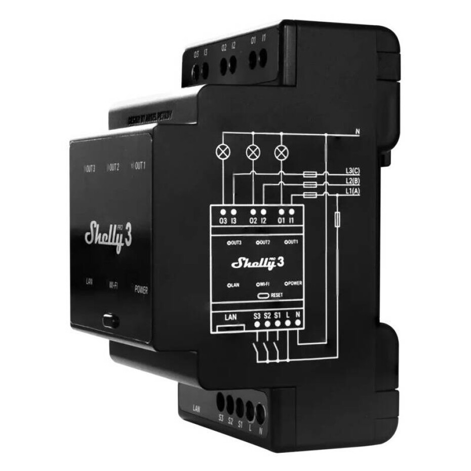 Shelly Pro 3, 3x 16A na DIN lištu, Wi-Fi, LAN (SHELLY-PRO-3) - main (0)