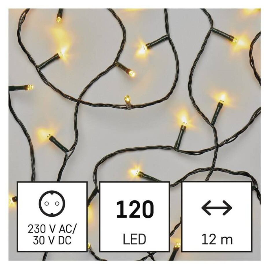 EMOS 120 LED řetěz zelený, 12 m, venkovní i vnitřní, teplá bílá (D4AW09) - main (0)
