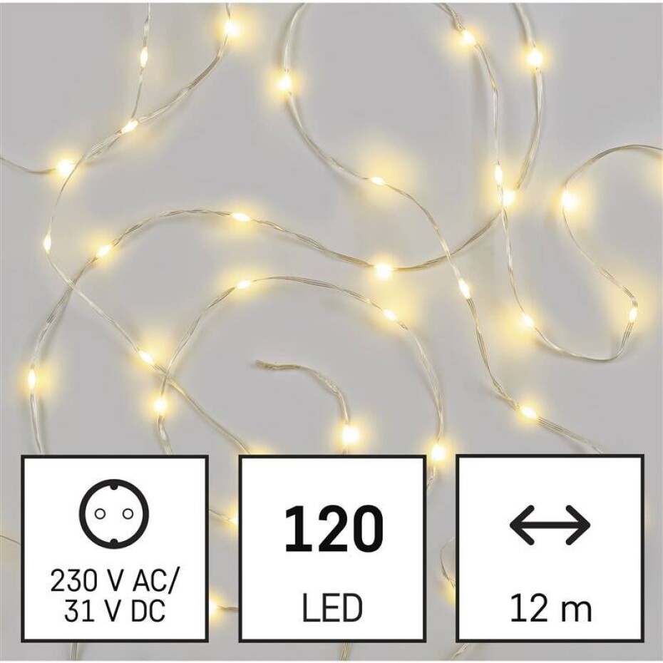 EMOS 120 LED drop řetěz, 12 m, venkovní i vnitřní, teplá bílá, časovač (D3AW15) - main (0)