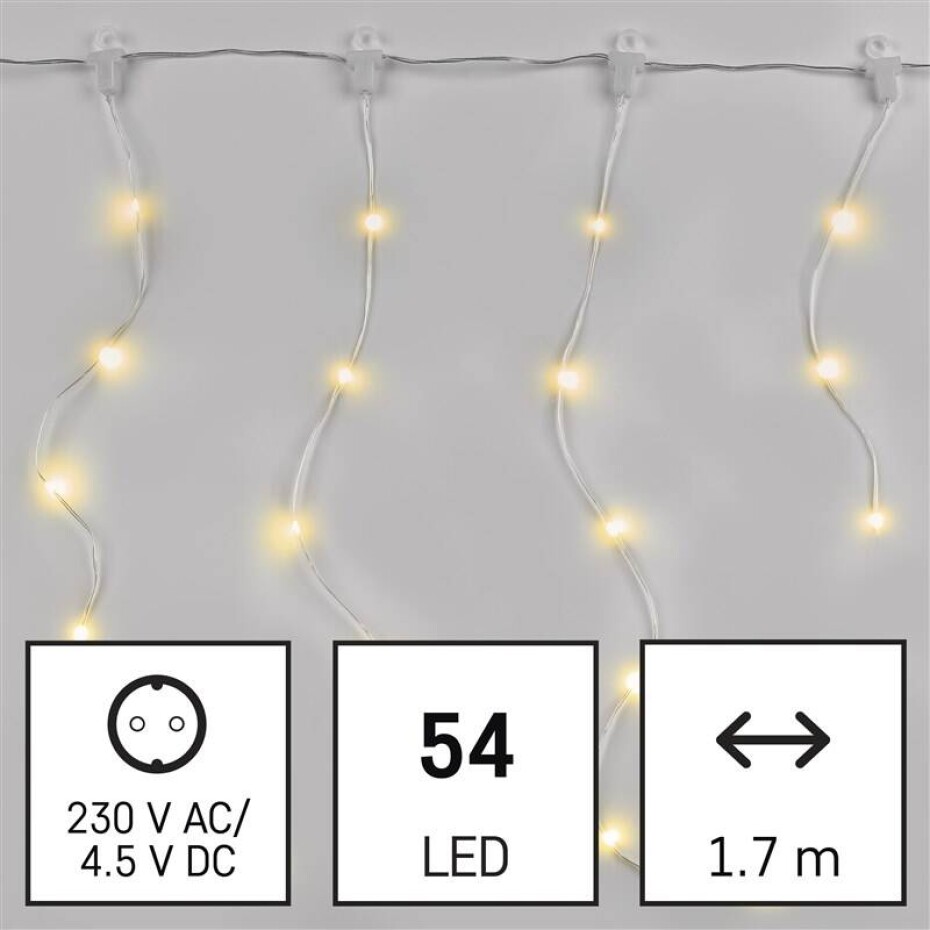 EMOS 54 LED drop řetěz – rampouchy, 1,7 m, venkovní i vnitřní, teplá bílá (D3CW01) - main (0)