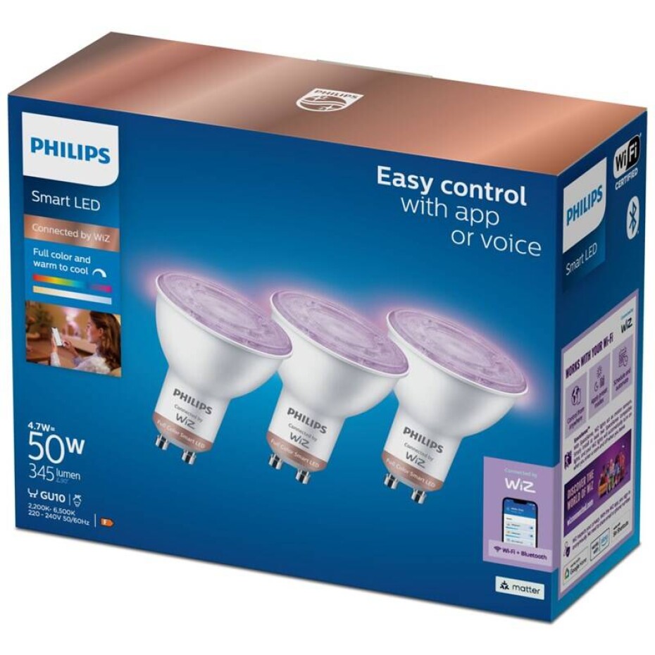 Philips Smart LED 4,7 W, GU10, RGB, 3 ks (929002448436) - main (0)