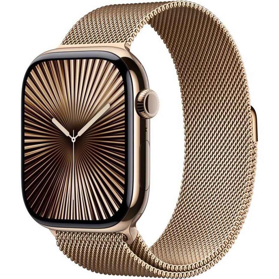 Apple Watch Series 10 GPS + Cellular 42mm pouzdro ze zlatého titanu - zlatý milánský tah (MX083QC/A) - main (0)