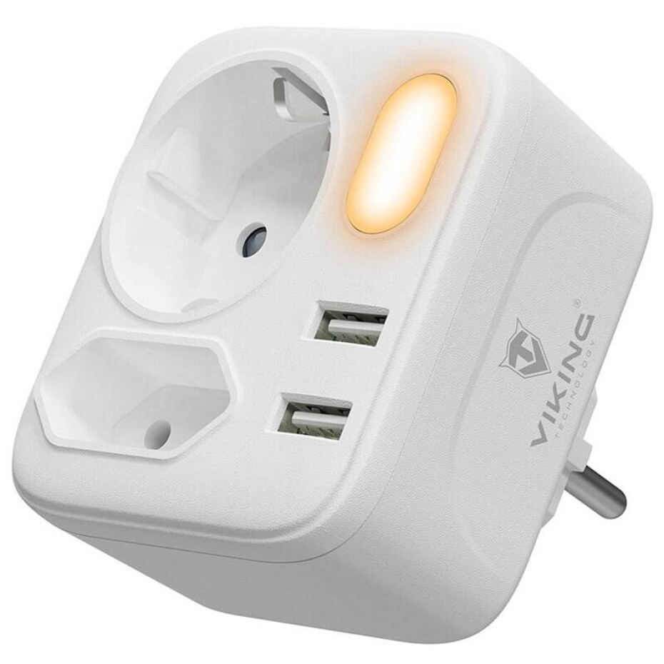 Viking AC22, 2x zásuvka, 2x USB (VAC22) bílá - main (0)