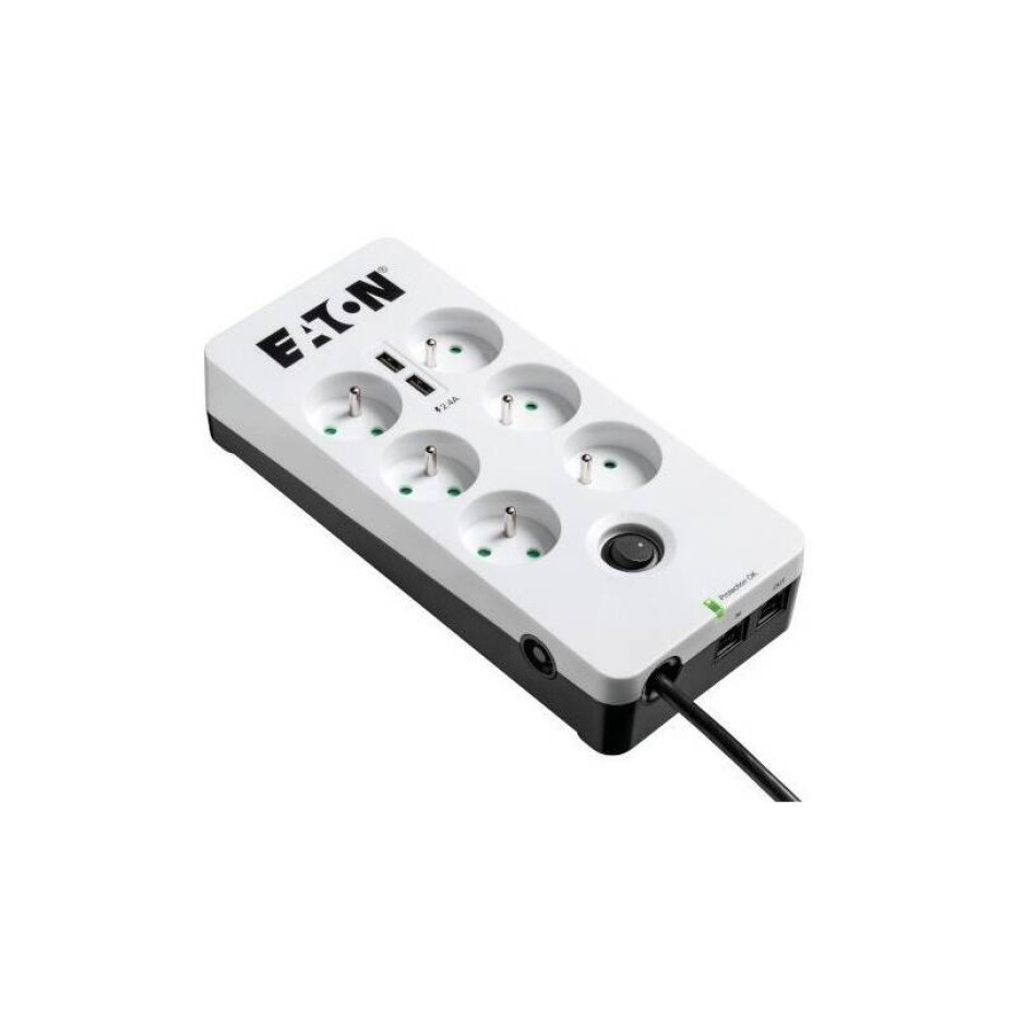 Eaton Protection Box 6x zásuvka, 2x USB, 2 x RJ-11, 1m (PB6TUF) černá/bílá - main (0)