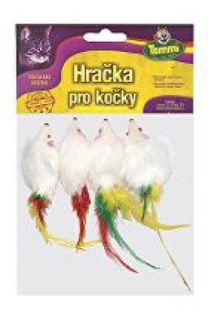 Product detail of Hračka kočka Myš malá s peříčkem 5cm Tommi 4ks