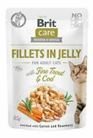 Product detail of Brit Care Cat Fillets in Jelly with Trout&Cod 85g + Množstevní sleva 5 + 1 ZDARMA