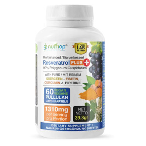 Product detail of Nutriop - Velká Británie Nutriop® Resveratrol PLUS + Quercetin, fisetin, Kurkumin, piperin - 1310mg