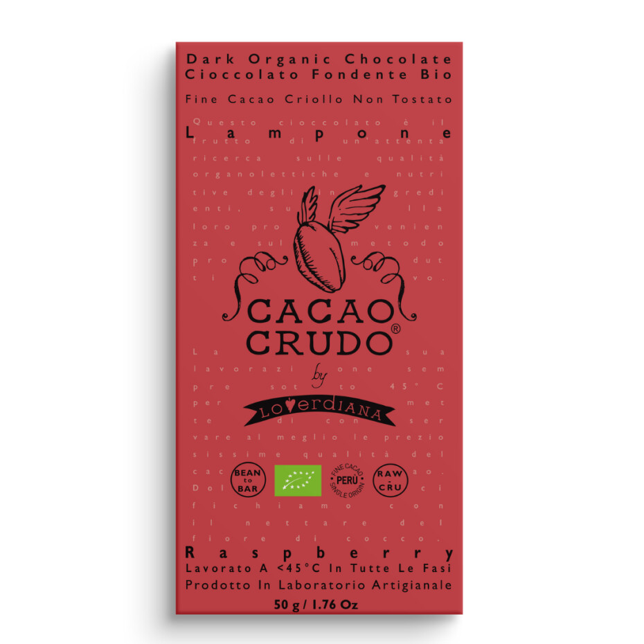Cacao Crudo Raw Hořká čokoláda s malinami, BIO, 50 g - main (0)