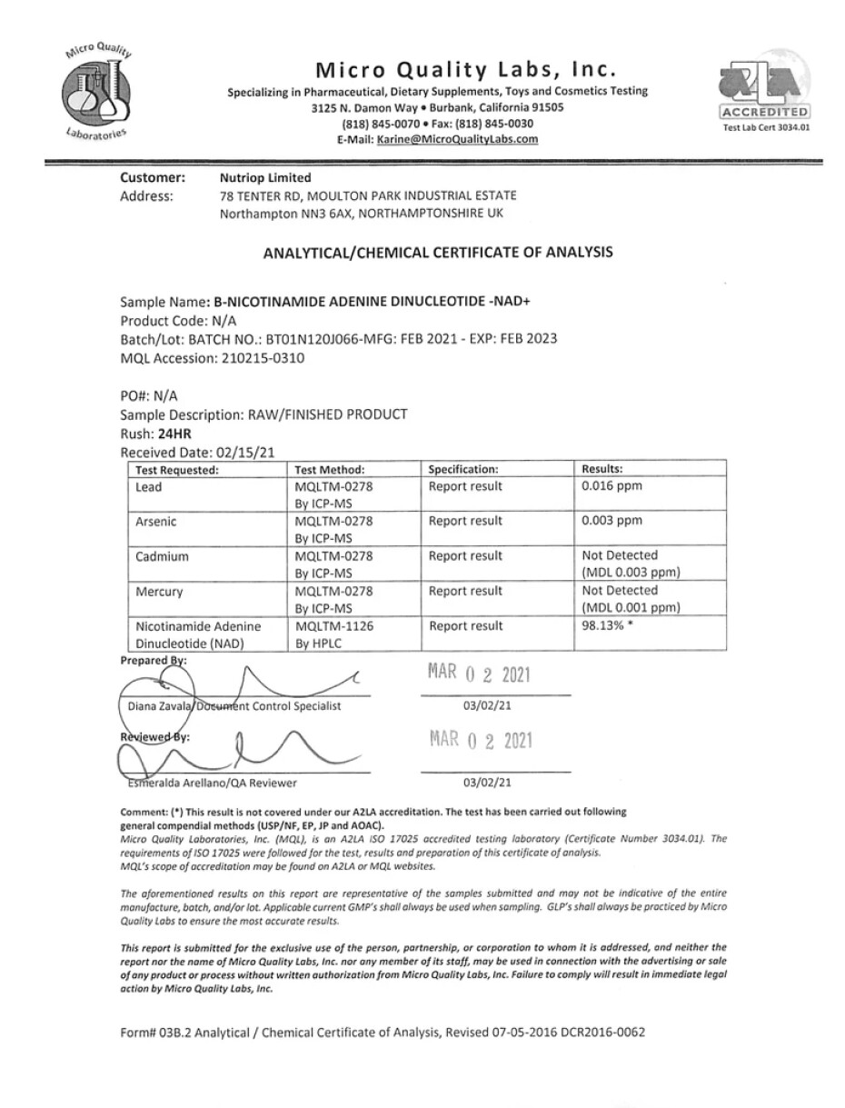 Nutriop - Velká Británie Nutriop® Čistý prášek - NAD+ Nikotinamid Adenin Dinukleotid– 16 gramů - main (4)