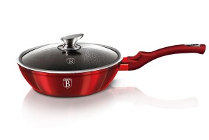 Product detail of BERLINGERHAUS Pánev hluboká s mramorovým povrchem a poklicí 24 cm Burgundy Metallic Line BH-1259