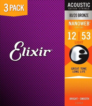 Product detail of Elixir 16539 Nanoweb Bronze Light (12-53), 3-pack