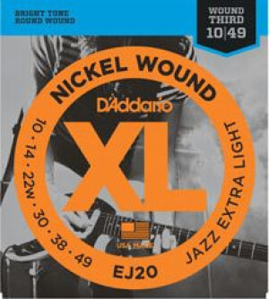 Product detail of D'Addario EJ20 Nickel Wound Jazz Extra Light - .010 - .049