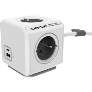 Product detail of CubeNest PowerCube Extended USB PD 20W, A+C, 1.5m kabel, šedá